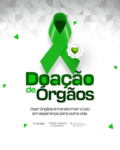 CAMPANHA SOBRE A DOAÇÃO DE ÓRGÃO SETEMBRO VERDE SOCIAL MEDIA PSD EDITÁVEL 1