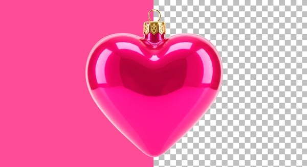 ELEMENTO 3D DE CORAÇÃO NATALINO ROSA