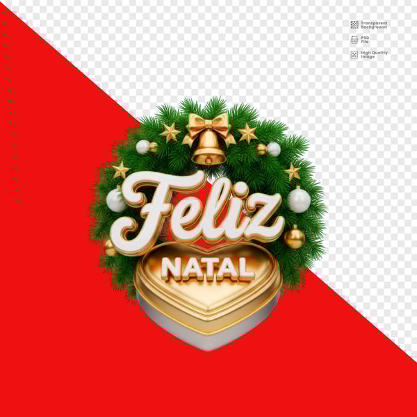 SELO 3D FELIZ NATAL PSD EDITÁVEL