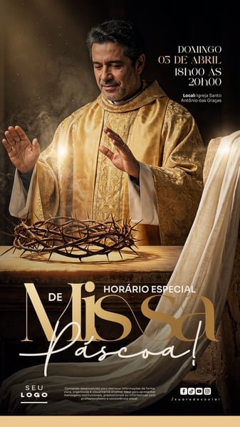 SANTA MISSA DE PÁSCOA 05 DE ABRIL DOMINGO STORY SOCIAL MEDIA PSD EDITÁVEL 2