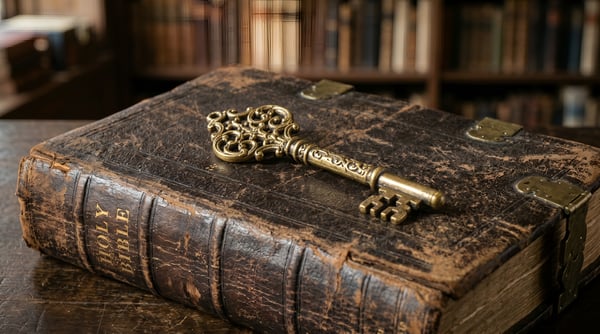 BÍBLIA ANTIGA CHAVE OURO CONHECIMENTO FECHADO SEGREDO ESPIRITUALIDADE RELIGIÃO FÉ CRISTÃ 01