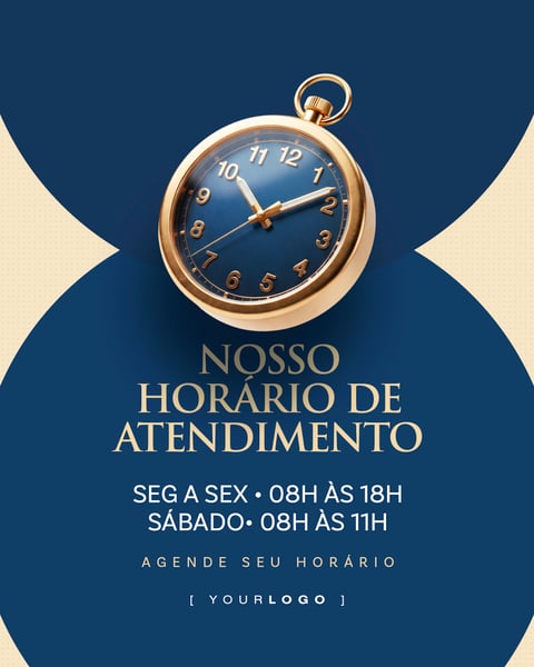 HORÁRIO DE FUNCIONAMENTO ATENDIMENTO COMERCIAL INFORMAÇÃO AZUL E BEGE SOCIAL MEDIA PSD EDITÁVEL