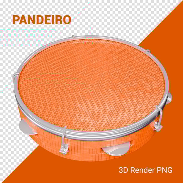 PANDEIRO 3D CARNAVAL ELEMENTO PNG COMPOSIÇÃO SOCIAL MEDIA