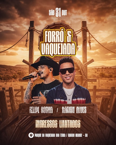 FLYER FORRÓ & VAQUEJADA FEED PSD EDITÁVEL