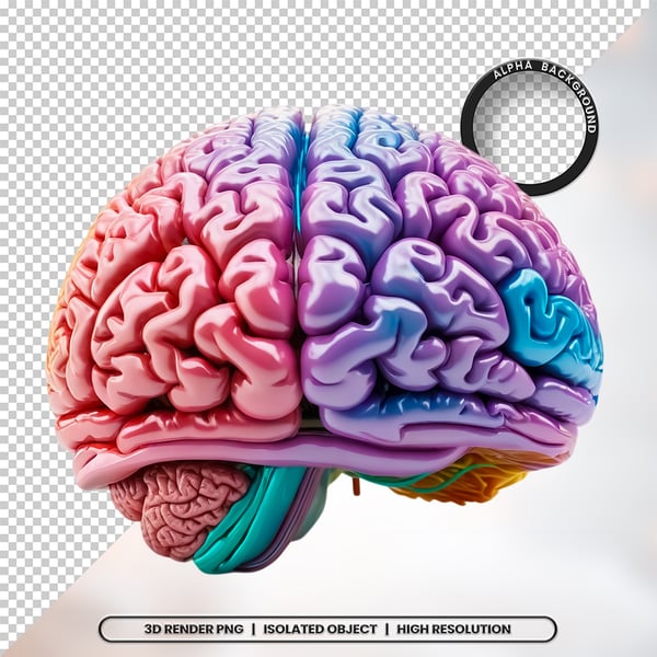 3D RENDER CÉREBRO NEUROCIÊNCIA ELEMENTO ÍCONE PSD PNG