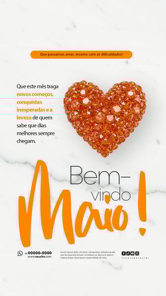 BEM VINDO MAIO SAUDAÇÃO MÊS SOCIAL MEDIA POST EDITÁVEL STORY