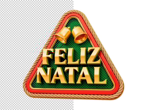 SELO FELIZ NATAL EM 3D TRIANGULAR EM PNG