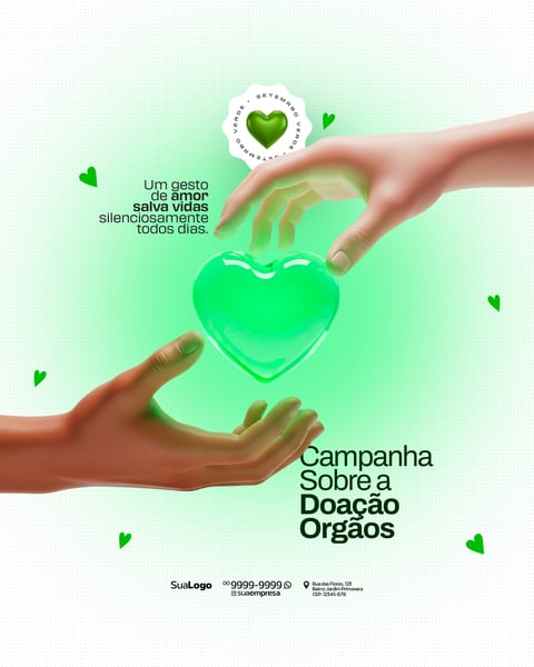 CAMPANHA SOBRE A DOAÇÃO DE ÓRGÃO SETEMBRO VERDE SOCIAL MEDIA PSD EDITÁVEL 4