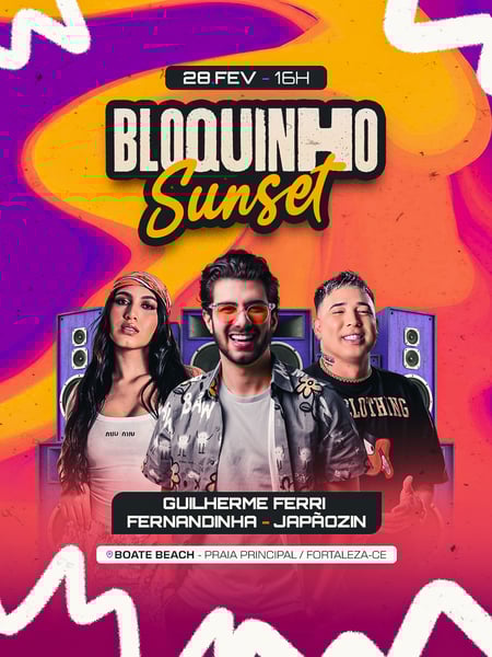 BLOQUINHO SUNSET CARNAVAL FLYER EVENTO PSD EDITÁVEL