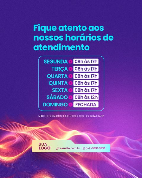 SOCIAL MEDIA - PROVEDOR DE INTERNET - HORÁRIOS DE ATENDIMENTO