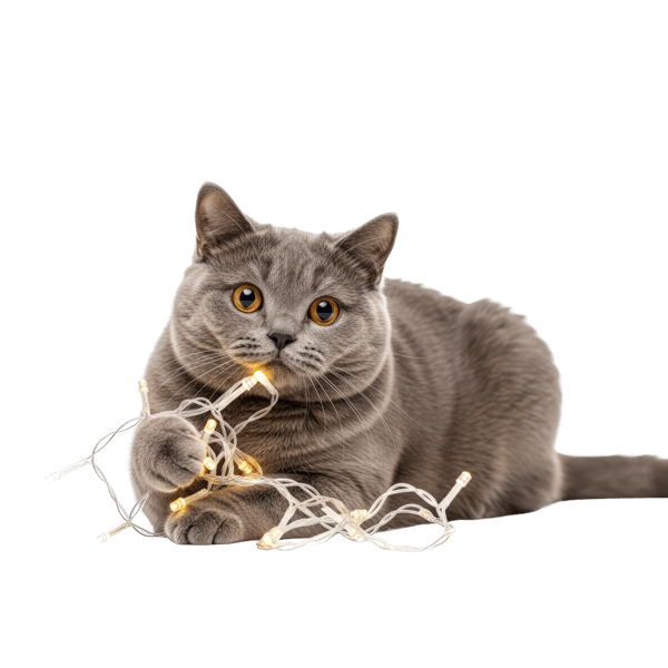 GATO COM LUZES DE NATAL