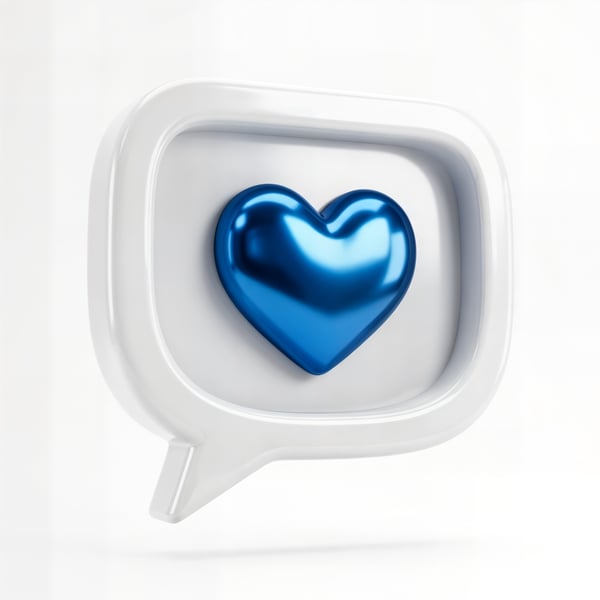 BALÃO MENSAGEM BRANCO 3D CORAÇÃO AZUL NOTIFICAÇÃO 2