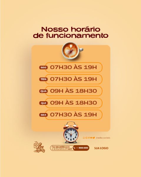 SOCIAL MEDIA - CAFETERIA - HORÁRIO DE FUNCIONAMENTO