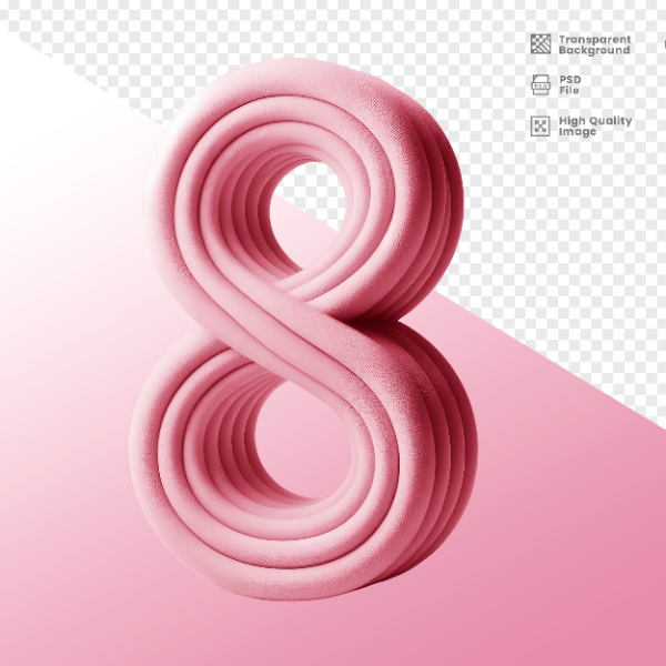 DIA DA MULHER -  ELEMENTO 3D NÚMERO 8 PARA COMPOSIÇÃO