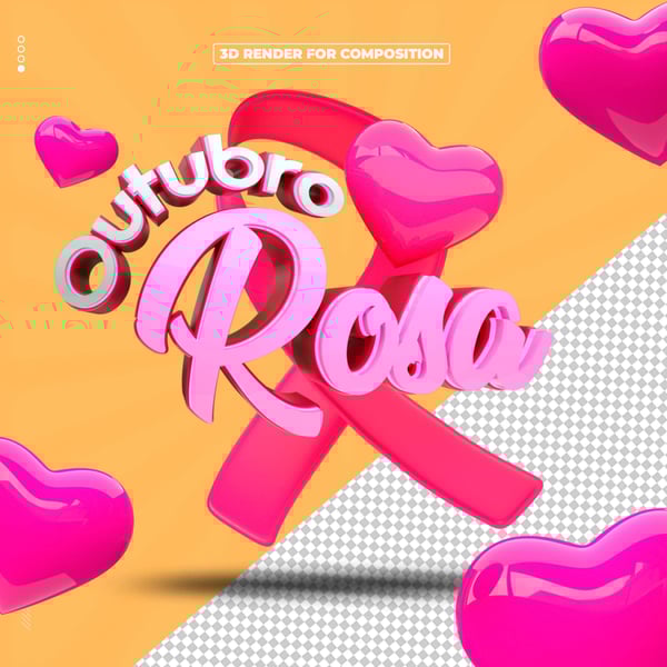 SELO 3D OUTUBRO ROSA PARA COMPOSIÇÃO