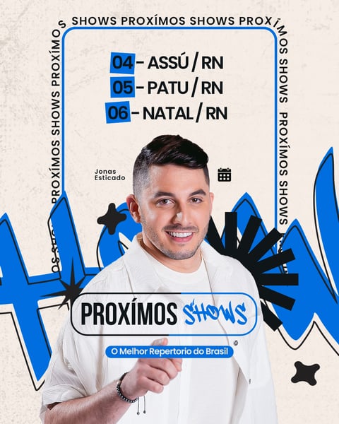 RLP FLYER AGENDA DE SHOWS SEMANAL JONAS ESTICADO FEED PSD EDITAVEL