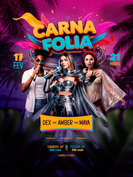 FLYER EDITÁVEL DE CARNAVAL - CARNA FOLIA