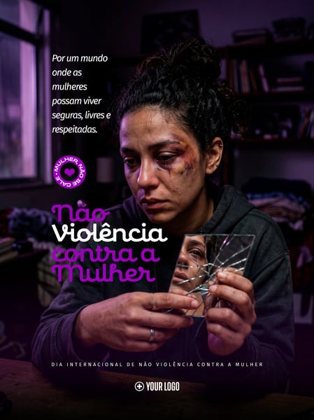 COMBATE À VIOLÊNCIA CONTRA A MULHER SOCIAL MEDIA FLYER PSD EDITÁVEL