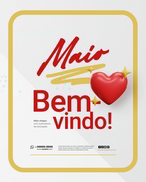 BEM VINDO MAIO SAUDAÇÃO MÊS SOCIAL MEDIA POST EDITÁVEL FEED