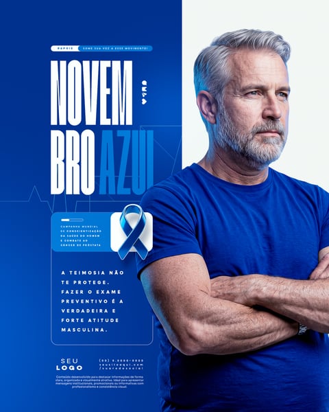 NOVEMBRO AZUL CAMPANHA MUNDIAL DE CONSCIENTIZAÇÃO DA SAÚDE DO HOMEM E COMBATE AO CÂNCER DE PRÓSTATA SOCIAL MEDIA PSD EDITÁVEL 4