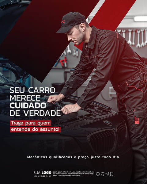 Oficina Mecânica Social Media PSD Editável 