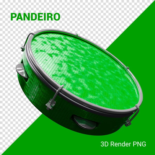 PANDEIRO 3D CARNAVAL ELEMENTO PNG COMPOSIÇÃO SOCIAL MEDIA
