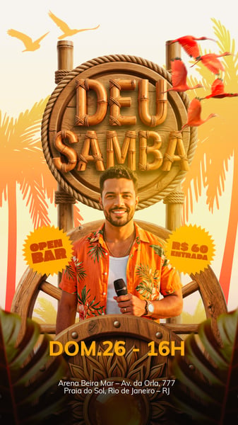 FLYER EVENTO DE SHOWS DEU SAMBA STORY 250