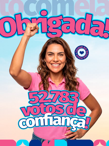 AGRADECIMENTO ELEITORAL MULHER CANDIDATA SOCIAL MEDIA FLYER PSD EDITÁVEL