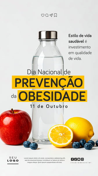 DIA NACIONAL DE PREVENÇÃO DA OBESIDADE 11 DE OUTUBRO STORY SOCIAL MEDIA PSD EDITÁVEL 6