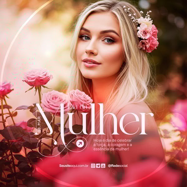 DIA INTERNACIONAL DA MULHER 8 DE MARÇO SOCIAL MEDIA PSD EDITÁVEL