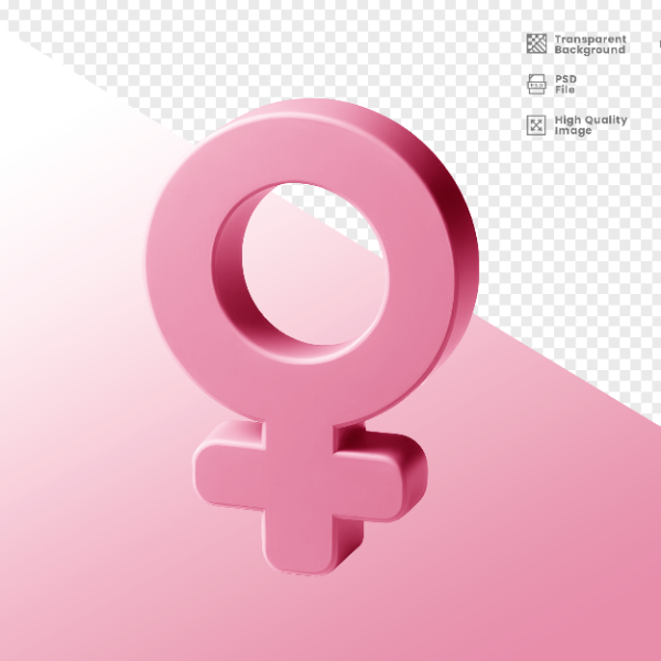 DIA DA MULHER -  ELEMENTO 3D  SÍMBOLO DE GÊNERO DA MULHER PARA COMPOSIÇÃO