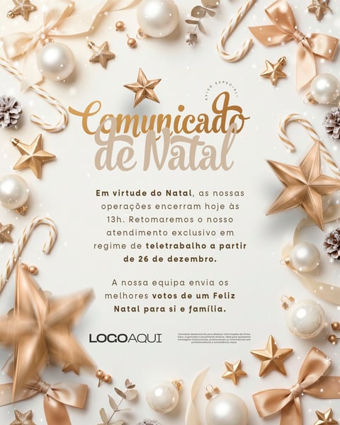COMUNICADO NATAL TELETRABALHO SOCIAL MEDIA FLYER PSD EDITÁVEL