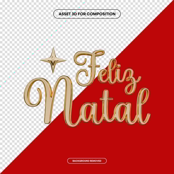 FELIZ NATAL LETTERING 3D DOURADO PARA COMPOSIÇÃO SOCIAL MEDIA PNG 9