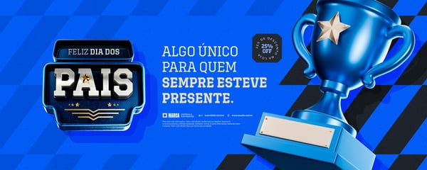 Campanha Feliz Dia dos Pais com Ofertas e Promoção para Presentes Capa Banner Selo 3D Social Media PSD Editável