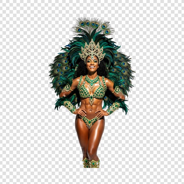 MULHER NEGRA BONITA COM FANTASIA DO CARNAVAL VERDE 2