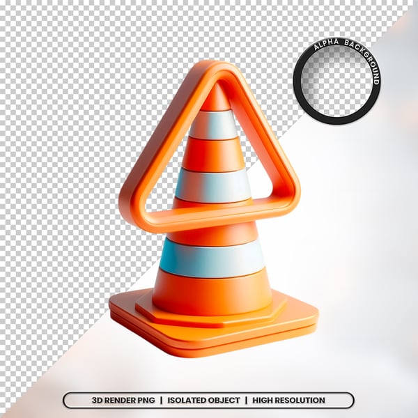 3D RENDER CONE CONSTRUÇÃO ELEMENTO ÍCONE PSD PNG