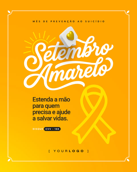 SETEMBRO AMARELO ESTENDA A MÃO POST GRADIENTE PSD EDITÁVEL