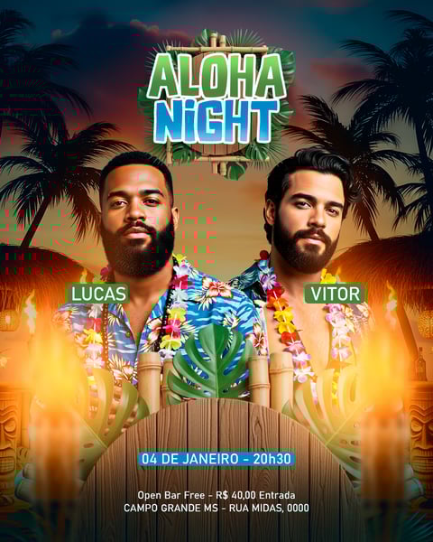 FLYER EVENTO SHOW ALOHA NIGHT PSD FEED 32