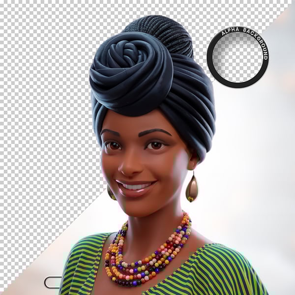 MULHER NEGRA AFRO ELEMENTO PSD PNG 9