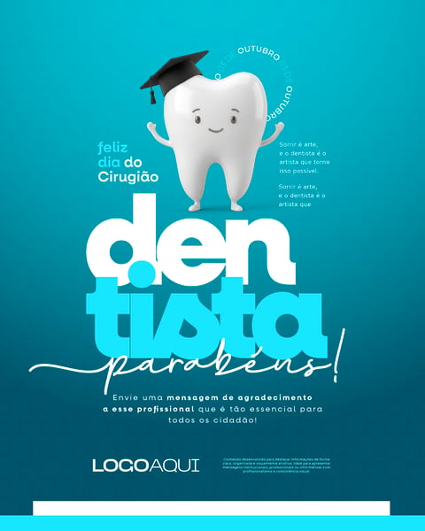 DIA DO CIRURGIÃO DENTISTA PERSONAGEM CARICATURA SOCIAL MEDIA FLYER PSD EDITÁVEL