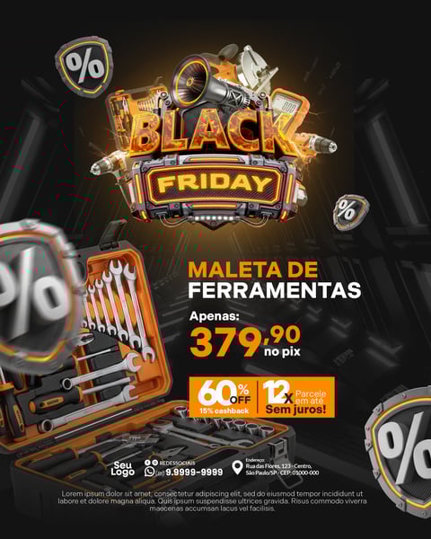 Ofertas Black Friday Loja de Eletrodomésticos Social Media PSD Editável