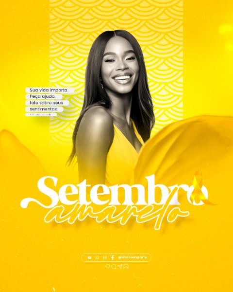 SETEMBRO AMARELO MÊS DE PREVENÇÃO AO SUICÍDIO SOCIAL MEDIA FLYER PSD EDITÁVEL