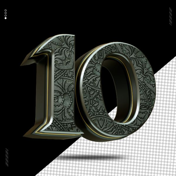 NÚMERO 3D MEDIEVAL PRATA PARA COMPOSIÇÃO