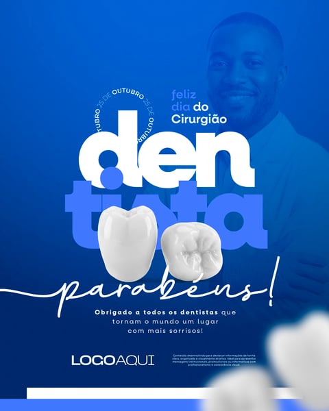 DIA DO DENTISTA 25 DE OUTUBRO AZUL SOCIAL MEDIA FLYER PSD EDITÁVEL