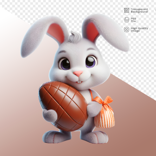 COELHO DA PÁSCOA  ELEMENTO 3D PARA COMPOSIÇÃO - COELHO COM CHOCOLATE