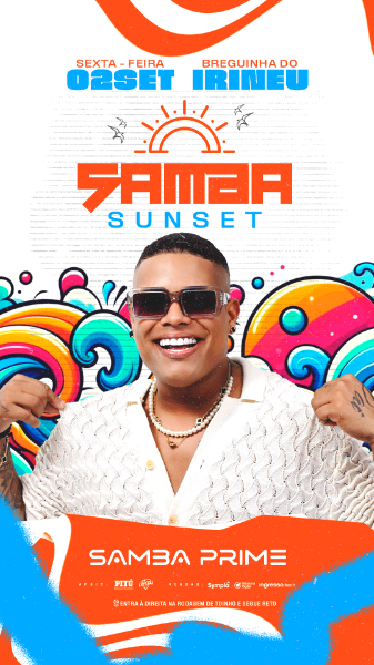 FLYER EVENTO SAMBA SUNSET STORIES PSD EDITÁVEL