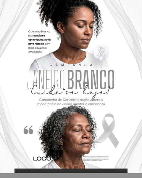 JANEIRO BRANCO EQUILÍBRIO EMOCIONAL MULHERES SOCIAL MEDIA FLYER PSD EDITÁVEL
