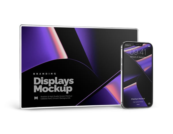 COMPUTADOR E CELULAR PSD EDITÁVEL MOCKUP