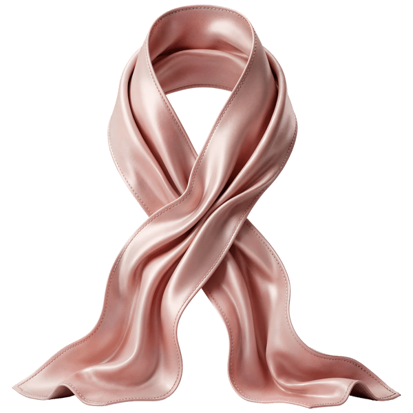 PINK SILK SCARF TWISTED IN A LOOPED RIBBON SYMBOL SHAPE