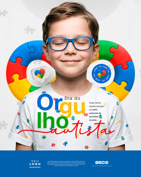 DIA DO ORGULHO AUTISTA 18 DE JUNHO SOCIAL MEDIA PSD EDITÁVEL 2